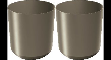 Prosperplast Plantenpot/bloempot Babylon - 2x - kunststof - buiten/binnen - titanium grijs - D34 x H34 cm