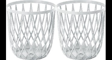 Draadmand/wasmand/opbergmand - 2x - van stevig kunststof - wit - D39 x H39 cm - 59 Liter