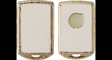 kwmobile autosleutel hoesje geschikt voor Volvo 4-knops autosleutel Keyless Go hoes - TPU autosleutel behuizing - Beschermende auto sleutel case - Sleuteletui in wit / goud