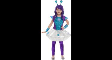 Smiffys Kinder Kostuum -Kids tm 6 jaar- Alien Girl Zilverkleurig/Paars