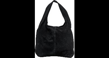 Zwarte Suède Schoudertas Lili - Handtassen - Shoppers - Ruime Suède dames tassen - Zwart