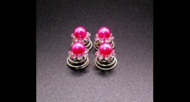 Curlies roze parel met 7 blad strass