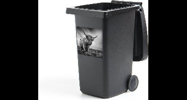 Container sticker Koeien - Schotse hooglander - Natuur - Dieren - Zwart wit - 40x40 cm - Kliko sticker