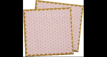 Santex feest servetten - stippen - 40x stuks - 25 x 25 cm - papier - roze/goud