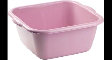 Plasticforte teiltje/afwasbak - vierkant - kunststof - 3 liter - 25 x 23 x 11 cm - Oud roze - Schoonmaken - klein formaat
