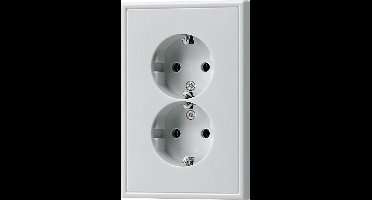 JUNG stopcontact 2-voudig met randaarde 16A 250V - LS990 aluminium (AL5015KI-L) - wandcontactdoos