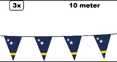 3x Vlaggenlijn Curacao - Landen festival thema feest vlaglijn verjaardag fun party