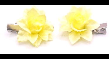 2 roosjes extra klein met duckklem geel met punt