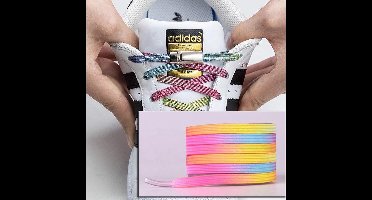 New Age Devi - Meisjes-Elastische-Regenboog-Veters-met-Magnetische-Sluiting