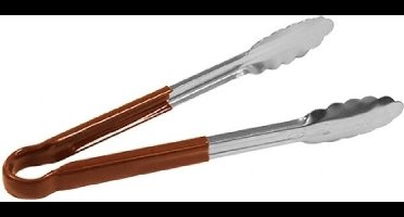 Bruine serveertang - roestvrij staal 250 mm