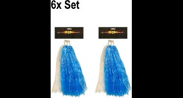 6x Cheerball ringgreep set Blauw/Wit - Themaparty - Themafeest sport festival fun party thema feest