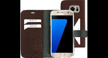 Mobiparts hoesje geschikt voor Samsung Galaxy S7 - Wallet/Boekhoesje - Eco Leer - Magneet Sluiting - Opberg vakken - Bruin