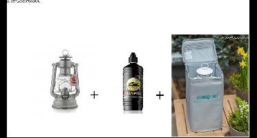 Feuerhand olielamp / stormlantaarn verzinkt + Feuerhand Transporttas  +1 ltr Farmlight lampolie