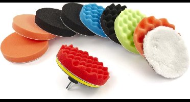 12 Delige 180 mm Polijst set met M14 en 6 mm Opname