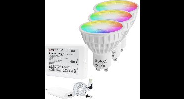 Milight starterspakket 7: 3xGU10 RGBWW Wifi spot met Wifi module