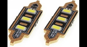 Dome - 3 LED - 5730 - 36mm- Canbus - C5W - 2 stuks (Plat)