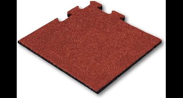 Rubber tegel 25mm 50x50 cm Rood - Puzzelsysteem Hoekstuk