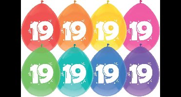 Ballonnen 19 jaar 30cm | 8 stuks