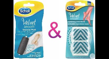 Skin Scrub navulling rollers + Scholl Velvet Smooth Verwisselbare Roller- Navulling - Extra Fijn-2 stuks- Scholl - Exfoliatie Roller Voeten En Benen 2 Stuks-Eelverwijderaar- Voetverzorging – Huidverzorging- Scholl Velvet Smooth.