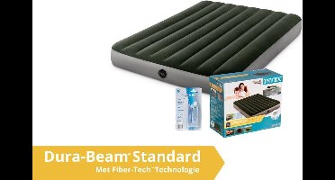 Intex luchtbed Prestige Downy - twijfelaar - 137 x 191 x 25 cm - groen / grijs (incl. Reparatieset)