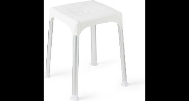 Eezzy Bad en douchekruk - Douchezitje - Wit / Zilver - Kunststof - 30.5 x 30.5 x 42 cm