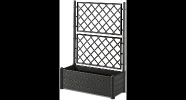 Stefanplast plantenbak 80 liter  met klimrek / plantenrek - antraciet- 100x42x142 cm