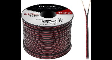 Luidsprekerkabel 2x 0.75 mm zwart/rood op rol 100 meter