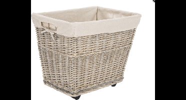 Houtblokkenmand wilg op wieltjes 37x52xH40 cm