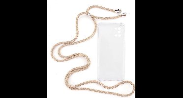 Shop4 - Samsung Galaxy A31 Hoesje - Zachte Back Case met Koord Beige