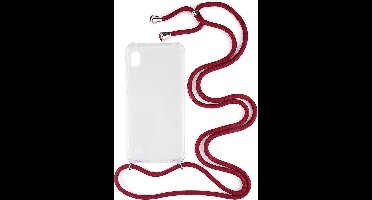 Shop4 - Samsung Galaxy A10 Hoesje - Zachte Back Case met Koord Donker Rood