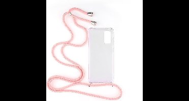 Shop4 - Samsung Galaxy S20 Hoesje - Zachte Back Case met Koord Roze