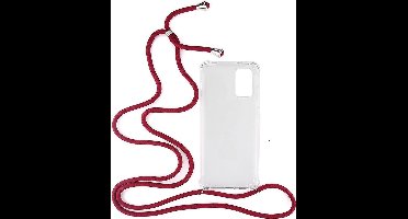 Shop4 - Samsung Galaxy S20 Plus Hoesje - Zachte Back Case met Koord Donker Rood