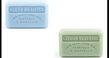 Soap bar set - zeep savon de marseille Citroen Verveine + Fleur de lotus 2x125 gr.