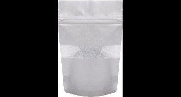 Stazakken Rijstpapier Zilver met Venster 10,2x6x15,2cm | 57 gram (100 stuks)