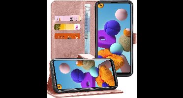Hoesje geschikt voor Samsung A21s - Book Case Kunstleer Wallet Roségoud