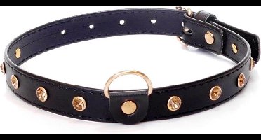 Power Escorts - Halsband - Goud Met Stenen - 2 Cm Breedte - Gouden Lijn Verstelbaar - Gemakkelijk Op Te Hangen