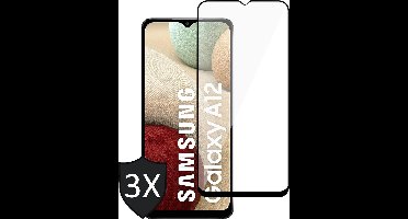 Screenprotector geschikt voor Samsung A12 - 3x FullGuard Glas Screen Protector