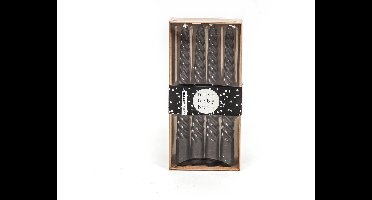 Housevitamin Diner / Swirlkaarsen  20 cm - Set van 4 stuks - Zwart