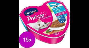 Vitakraft Poésie Gelei Alu 85 g - Kattenvoer - 15 x Zalm&Spinazie