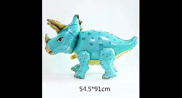 Ballon dinosaurus triceratops , blauw/groen 54x91cm