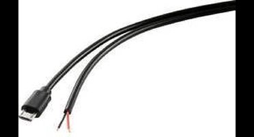TRU COMPONENTS Stroomkabel Raspberry Pi [1x Micro-USB 2.0 B stekker - 1x Open kabeleinde] 1.00 m Zwart