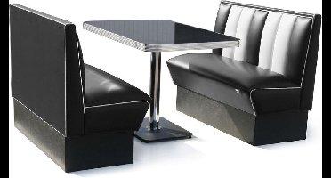 2 x Classic Dinerbooth Zwart + Tafel
