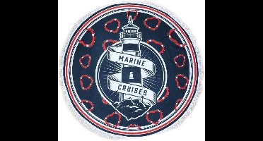 Gerimport Strandlaken Vuurtoren 150 Cm Polyester Blauw/wit