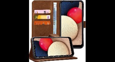 Hoesje geschikt voor Samsung Galaxy A02s - Book Case Kunstleer Pasjeshouder Bruin