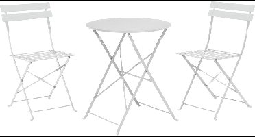 Pro Garden Bistroset - Bistrotafel + 2 Bistrostoelen - Lichtgrijs