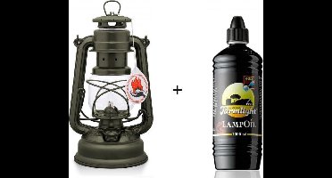 Feuerhand 276 Olielamp / Stormlamp / Stormlantaarn  Olijf groen + 1 liter lampolie