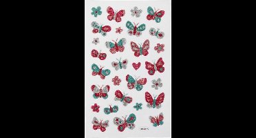 Glitter stickers, vlinders, vel 10x16 cm, 1 vel