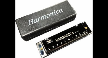 DTMS Metalen Mondharmonica - C-Majeur - DMTS Mondharp - Mondharmonica voor Volwassenen - 10 Gaten + Gratis Opbergdoos - Mondharmonica C - Mond Harmonica - Mondharmonicas