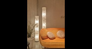 VillaFlor Staande lamp Design Handgemaakte Vloerlamp woonkamer Slaapkamer cilinder white capiz parelmoer schelp 200 cm