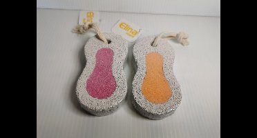 Set 2x Puimsteen  roze + oranje om eelt te verwijderen 9,5x5x2cm